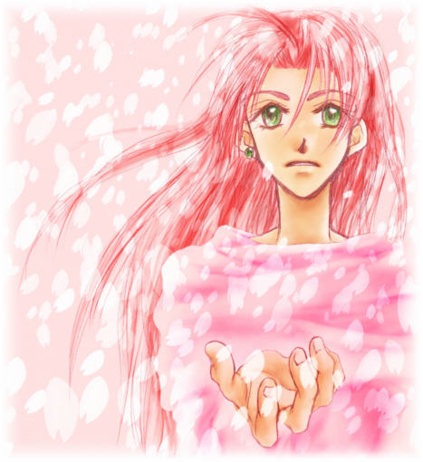 春の風に舞う花びらと。